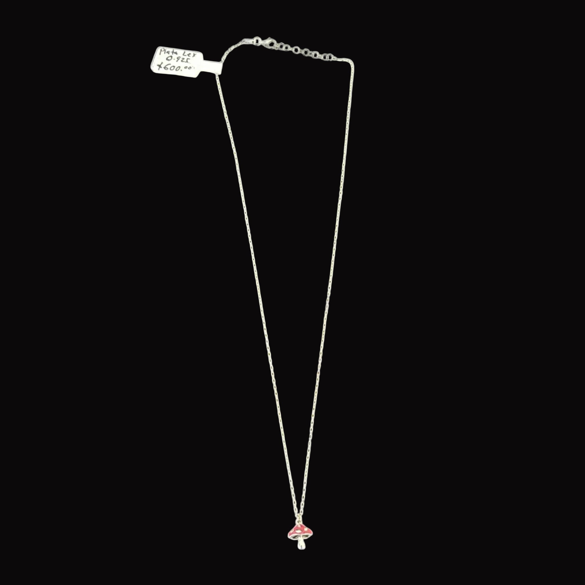 Collar "Amanita" en Plata Ley .925 con Dije Esmaltado