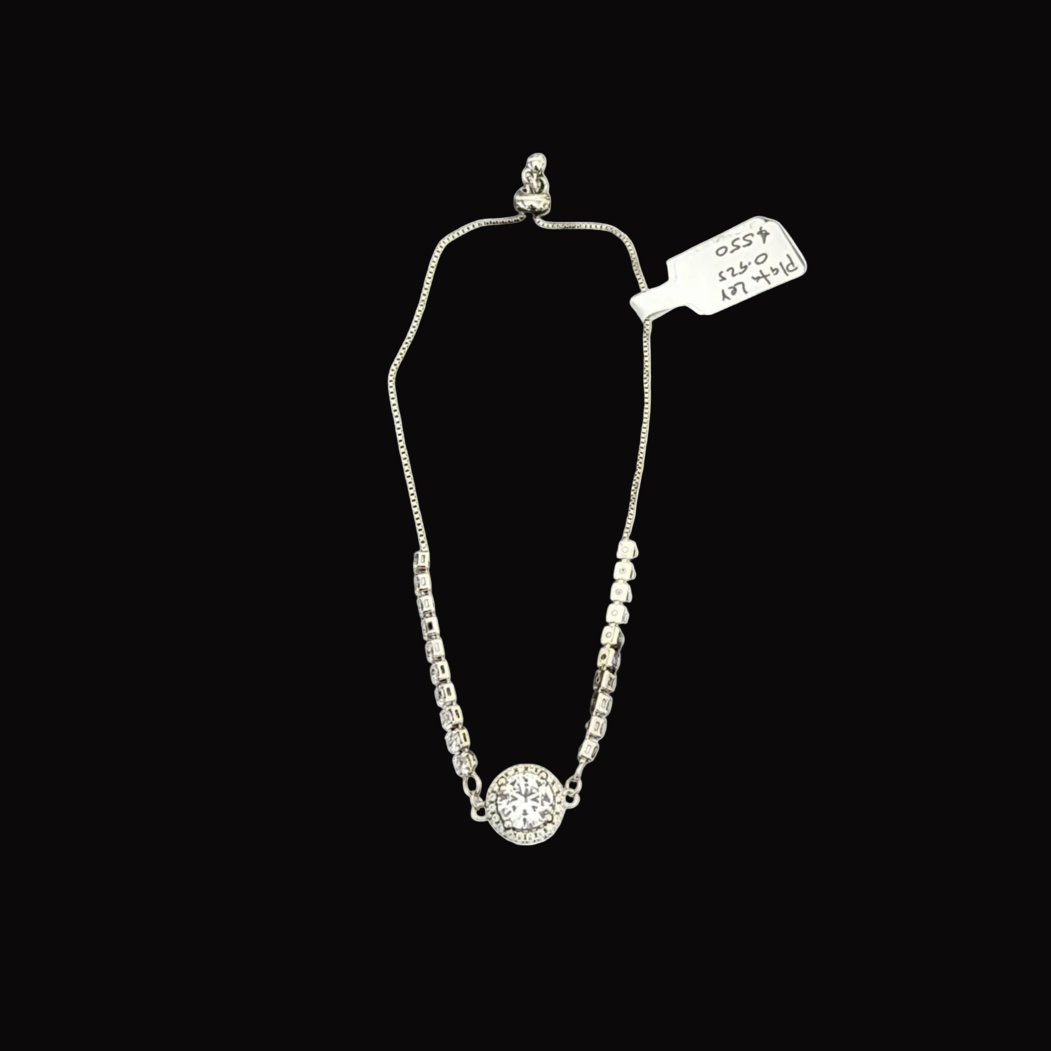 Brazalete Ajustable Stellar en Plata Ley .925 con Halo de Cristales